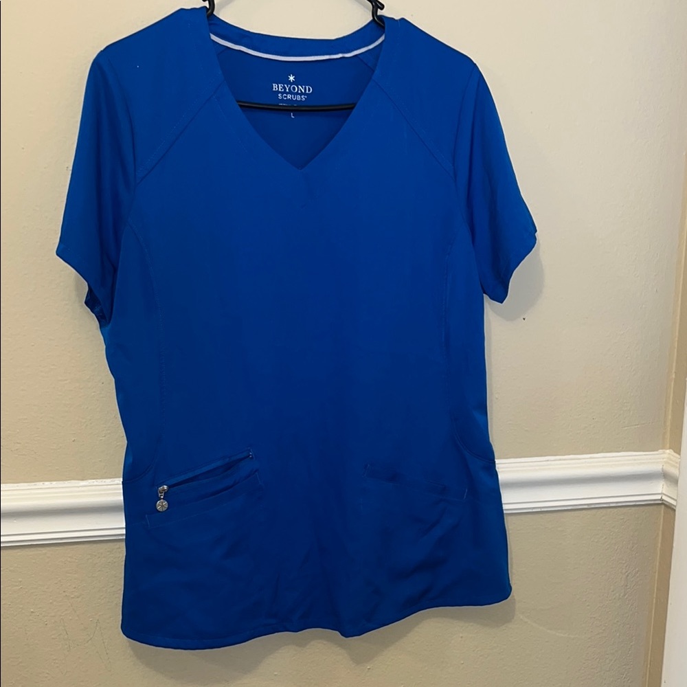 Blue Relaxed Fitted Short Sleeve scrub shirt